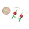 Grade A Round Glass Seed Beads Flower Dangle Earrings EJEW-MZ00451-3
