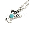 Letter A~Z Antique Silver Plated Alloy with Synthetic Turquoise Pendant Necklaces NJEW-G080-01Y-2