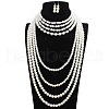 Plastic Pearl Round Beaded Multilayer Necklaces & Dangle Earrings Sets FS-WG7C7AA-04-1