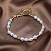 925 Sterling Silver & Natural Pearl Beaded Bracelets BJEW-Z025-05G-4