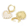 Heart Rack Plating Brass Cubic Zirconia Hoop Earrings with Plastic Pearl Beads EJEW-K245-06G-2