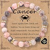12 Constellations Natural Zebra Jasper Round Beaded with Enamel Heart Charm Bracelets WGB6967-06-1