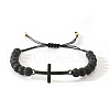 Natural Lava Rock Round Bead Braided Bead Bracelets FL7803-1-2