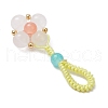 Baking Painted Imitation Jade Glass Woven Clover Pendant Decorations HJEW-JM03148-02-4