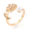 Brass Micro Pave Clear Cubic Zirconia Cuff Ring Settings KK-T076-12G-5