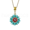 Glass Seed Beads & Polymer Clay & Evil Eye Lampwork Pendant Necklaces NJEW-MZ00101-02-2