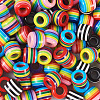 Beadthoven 90pcs 6 colors Opaque Stripe Resin European Beads RESI-BT0001-22-4