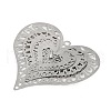 304 Stainless Steel Crystal Rhinestone 3D Heart Connector Charms STAS-H236-10P-2
