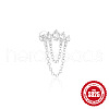 Moon 925 Sterling Silver Micro Pave Clear Cubic Zirconia Cartilage Earrings with Tassel Chains FS-WGA2317-06-2