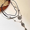 Bohemia Style Alloy Glass Star Pendant Imitation Leather Cord 3 Layer Necklaces for Women FS-WGB075D-01-3