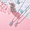 Natural Aquamarine Irregular Rough Nugget Pendant Necklace with 304 Stainless Steel Snake Chains NJEW-JN04021-2