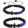 Natural Dyed Other Jade Round Beaded Braided Bracelets PU7590-2-1