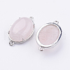 Brass Natural Rose Quartz Links connectors X-G-E398-04R-1
