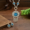 Flower Bohemian Ethnic Style Zinc Alloy & Resin Pendant Necklace & Dangle Earring Sets FS-WGD47C5-01-5