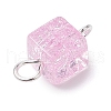 Crackle Glass Beaded Connector Charms PALLOY-JF02894-5