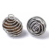 Iron Wrap-around Spiral Bead Cage Pendants IFIN-R239-05P-3