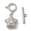 Brass Micro Pave Clear Cubic Zirconia Toggle Clasps KK-N254-81P-2
