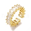 Cubic Zirconia Rectangle Open Cuff Ring RJEW-G282-02G-02-1