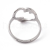 Non-Tarnish 201 Stainless Steel Hand Hug Heart Adjustable Ring for Women RJEW-K238-05P-2