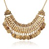Tibetan Style Alloy Turkish Coin Tassel Chunky Bib Necklaces for Women FS-WG4760A-02-2