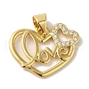 Rack Plating Brass Micro Pave Clear Cubic Zirconia Pendants KK-P267-05A-G-1