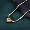 304 Stainless Steel Clear Cubic Zirconia Heart Pendant Necklaces for Women NJEW-Z044-15G-02-3