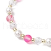 Frosted Dyed Synthetic Moonstone & Shell Pearl Round Beads Stretch Bracelets BJEW-JB11822-04-4
