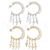 2 Pairs 2 Colors Cross Shell Pearl Dangle Stud Earrings EJEW-JE06185-1