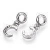 Platinum Rack Plating Alloy Rhinestone European Dangle Charms PALLOY-T048-36P-C-2