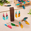  20Pcs 10 Colors Resin & Walnut Wood Big Pendants RESI-TA0001-71-16