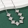 Brass Micro Pave Clear Cubic Zirconia Fruit Bib Necklaces NJEW-F342-01A-P-2