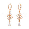 Brass Micro Pave Cubic Zirconia Dangle Leverback Earrings EJEW-N058-08G-2