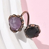 Natural Amethyst & Obsidian Rings RJEW-B122-04R-03-3