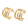 Brass Micro Pave Clear Cubic Zirconia Cuff Earrings EJEW-F370-29G-3