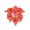 3pcs 3 Clors Glass Seed Beaded Leaf Pendants PALLOY-MZ00527-2