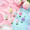 Sunflower Acrylic & Glass Beads Pendant Decorations HJEW-JM03238-1