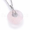 Natural Rose Quartz Pendant Necklaces NJEW-P228-A09-3