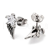 Star Wing 316 Surgical Stainless Steel Pave Clear Cubic Zirconia Stud Earrings for Women Men EJEW-Z050-01B-AS-2