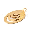 Oval 304 Stainless Steel Pendants STAS-M121-01G-2