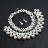 Zinc Alloy & Round Plastic Pearl & Acrylic Beaded Pendant Necklaces & Dangle Earrings Sets FS-WG22E5A-01-2