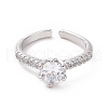 Clear Cubic Zirconia Diamond Open Cuff Ring RJEW-I094-15P-2