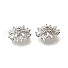 Flower Brass Clear Cubic Zirconia Bead Caps KK-V008-07P-2
