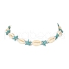Natural Shell & Synthetic Turquoise Starfish Beaded Necklace with 304 Stainless Steel Clasps X-NJEW-TA00107-01-2