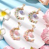 2Pairs Glass Seed Beads Moon Dangle Stud Earrings EJEW-MZ00402-1