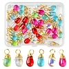 40Pcs 5 Colors Transparent Glass Charms PALLOY-FS00023-1