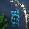 Iron & Synthetic Turquoise Woven Web/Net with Feather Pendant Decorations PW-WG51331-01-2