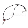 Cylinder Seed Beaded Evil Eye & Alloy Pyramid Cone Pendant Necklaces NJEW-MZ00105-4
