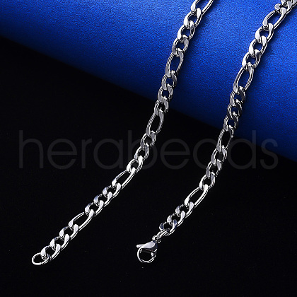 Non-Tarnish 304 Stainless Steel Figaro Chain Necklaces NJEW-S420-003A-P-1