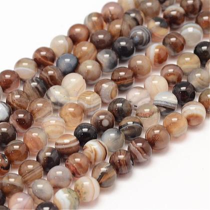 Natural Striped Agate/Banded Agate Bead Strands G-K155-A-6mm-14-1