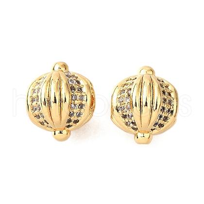 Brass Micro Pave Cubic Zirconia Beads KK-D356-10G-1